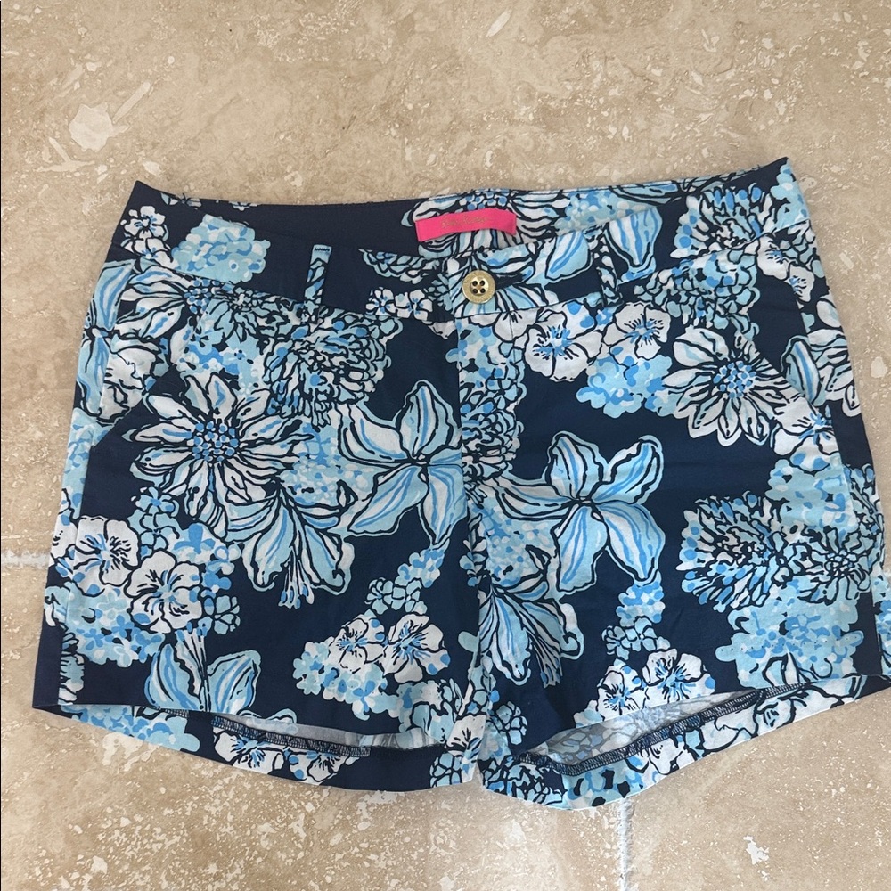 Lilly Pulitzer Navy and Light Blue Floral Shorts